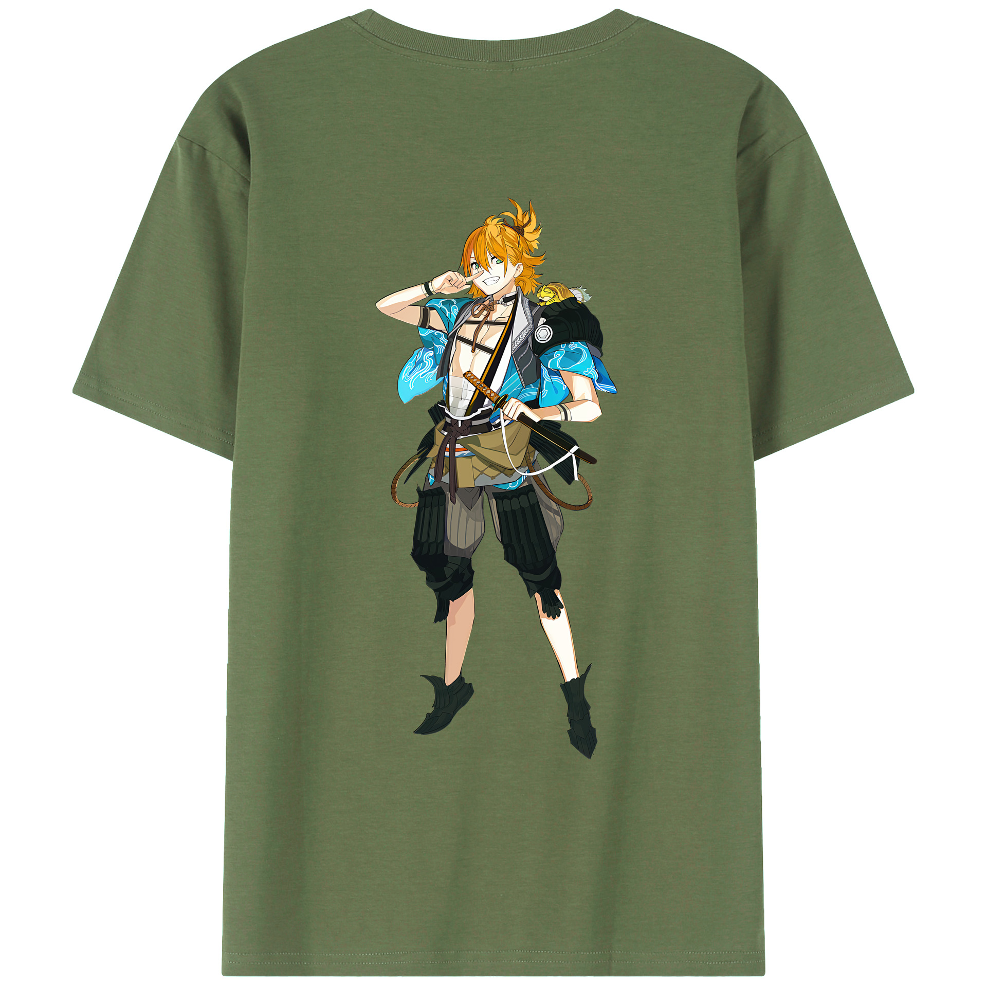 （画像用） 刀剣乱舞 Touken Ranbu 綿100％ メンズ半袖Tシャツ（バックプリント） 通気性